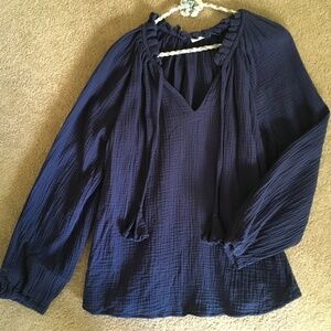 Just Living size L bohemian 100% cotton blue blouse